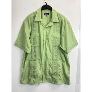 Omega Fashion Guayabera Mens Shirt 2XL Cuban Loose Fit‎ Embroidered Cotton Blend